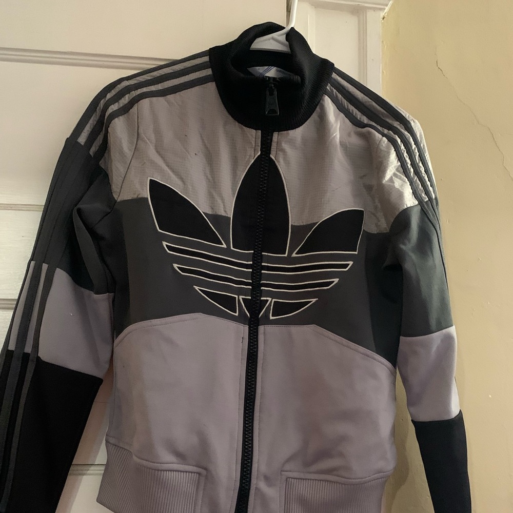 Adidas grey and black logo jacket